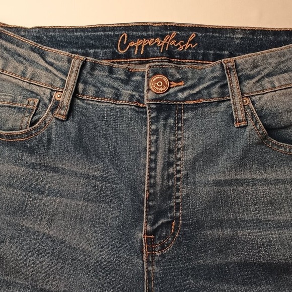 Saks Off 5th Copperflash Denim Jean Size 8 Murray Straight High Rise Lace Accent - Picture 4 of 10